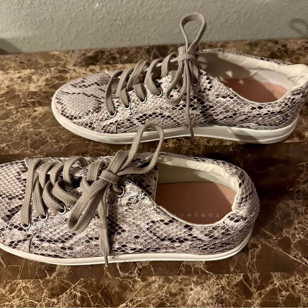 Top Shop Sneakers, Faux Animal Print. Women’s size 11.